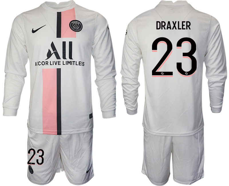 Men 2021-2022 Club Paris St German away white Long Sleeve #23 Soccer Jersey